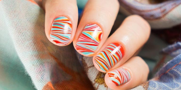 Water Marbling Nail Art Design