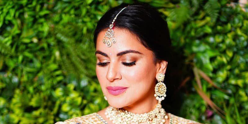 Gold and Shimmery bridal makeup look