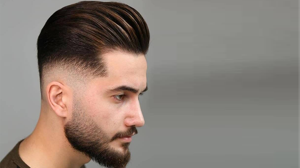 Slicked back hairstyle