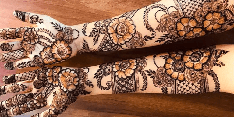 Flower Front Hand Simple Mehndi Design