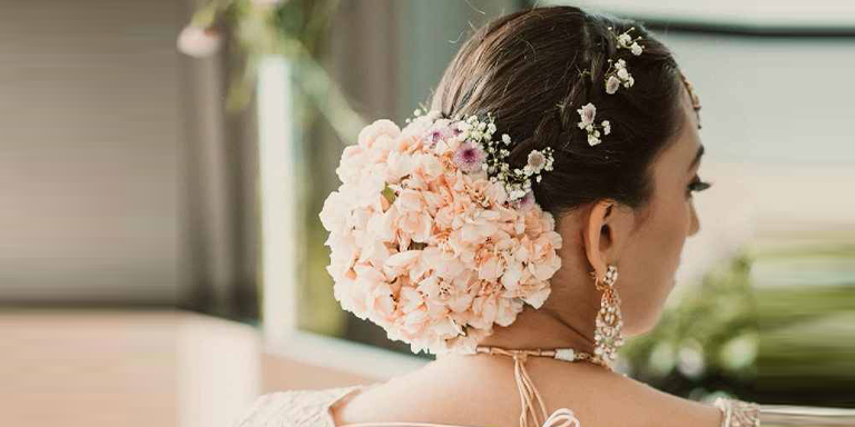 Bun with Real Flowers for One-in-a-Million Bride 03