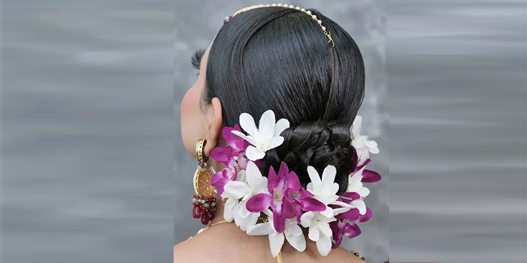 Bun with Real Flowers for One-in-a-Million Bride 04