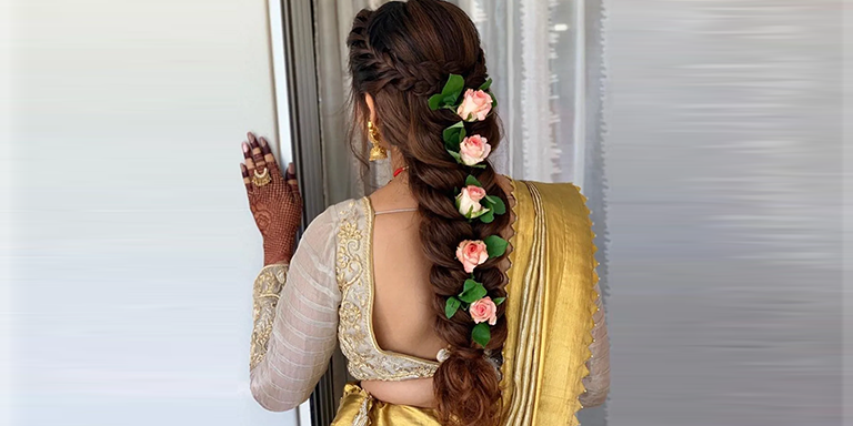 Flowered Long Braids As a Visual Treat 02