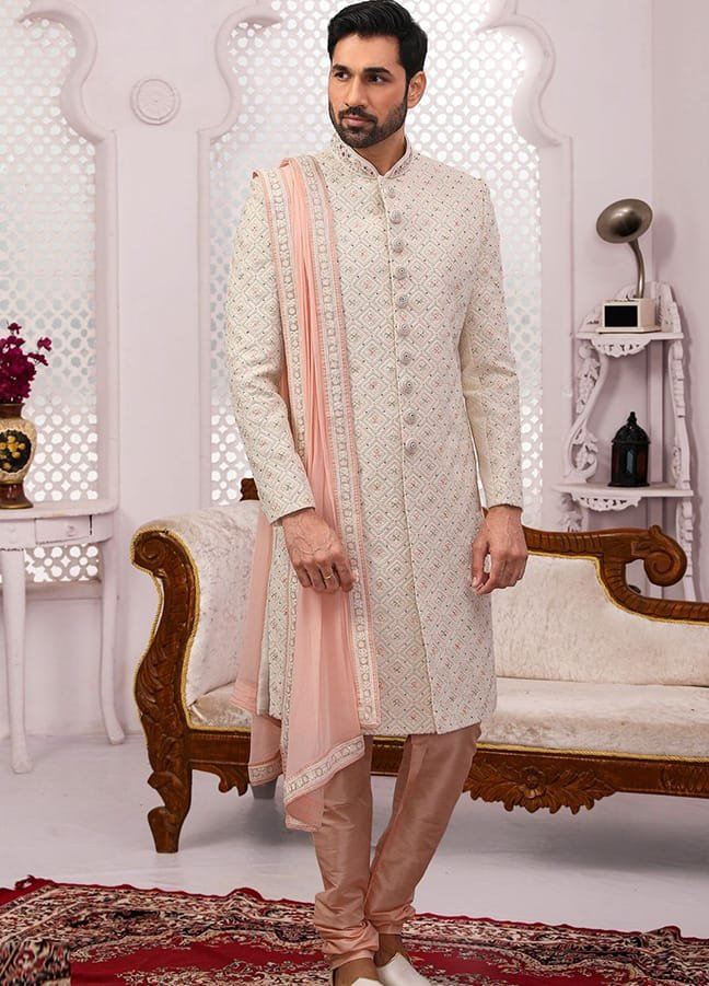 Embroidered Groom Sherwani