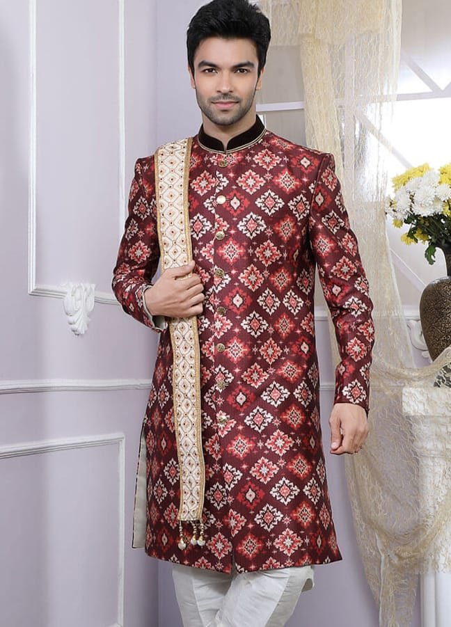 Printed Groom Sherwani