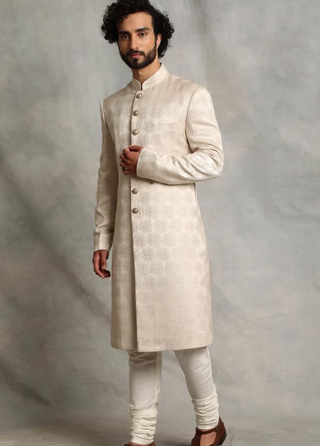 Textured Groom Sherwani 