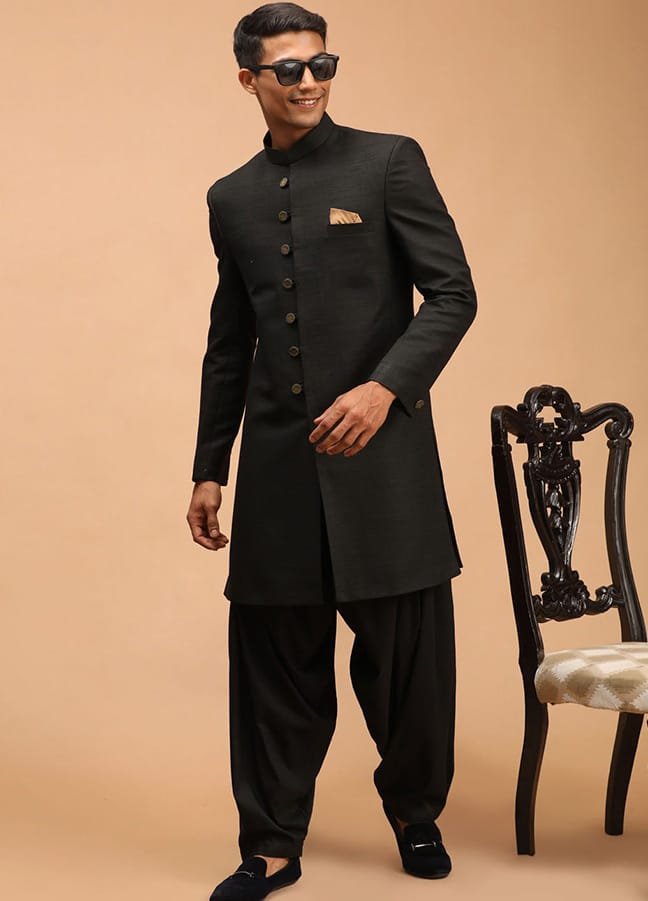 Textured Groom Sherwani 