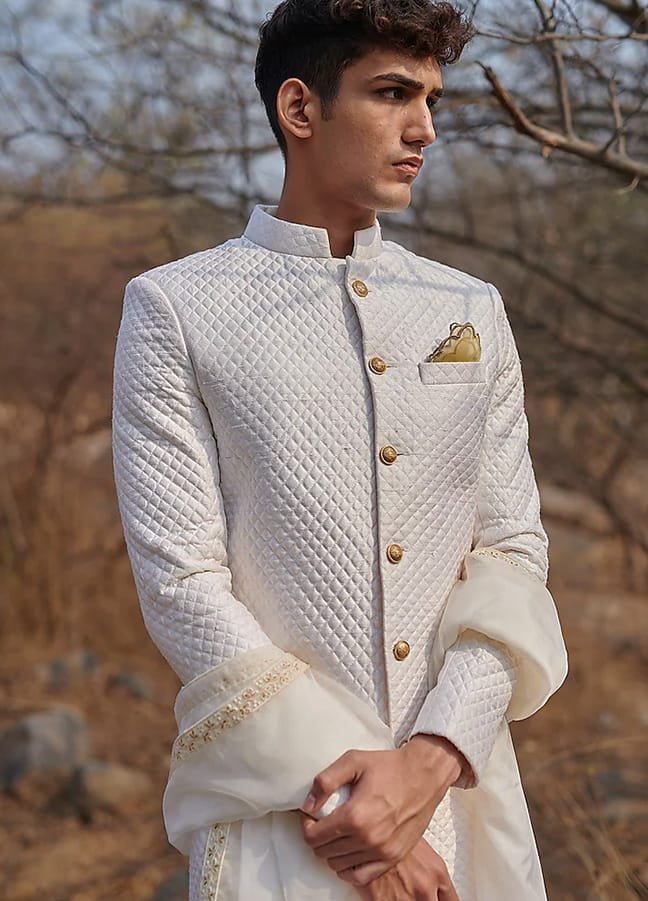 Textured Groom Sherwani 