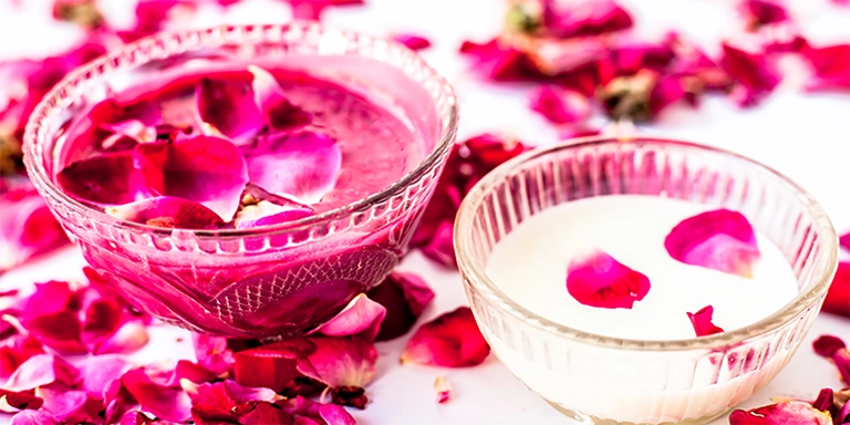 Rose petals with milk