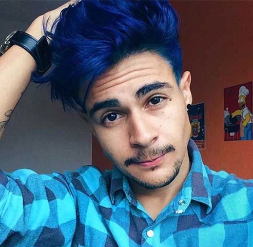 Blue black hair color for men