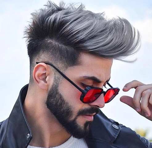 Metallic Silver hair color for men