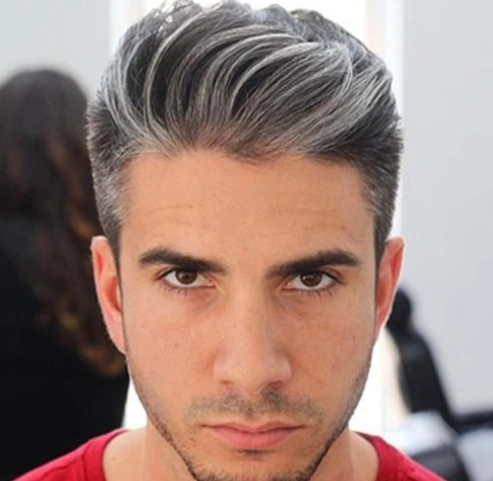 Metallic Silver hair color for men