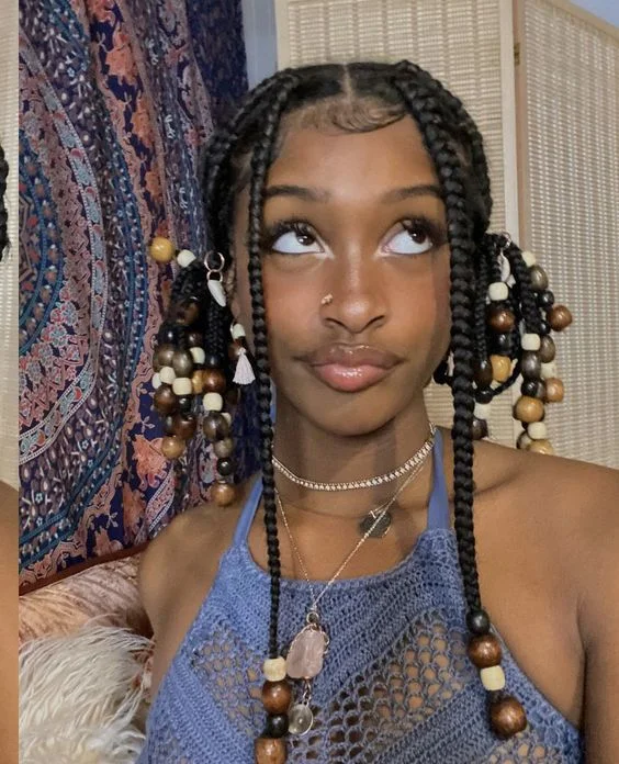 Box Braids with Beads hairstyles for black girls