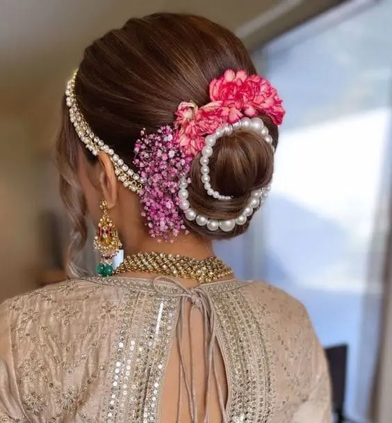 Bun Hairstyle for Lehenga