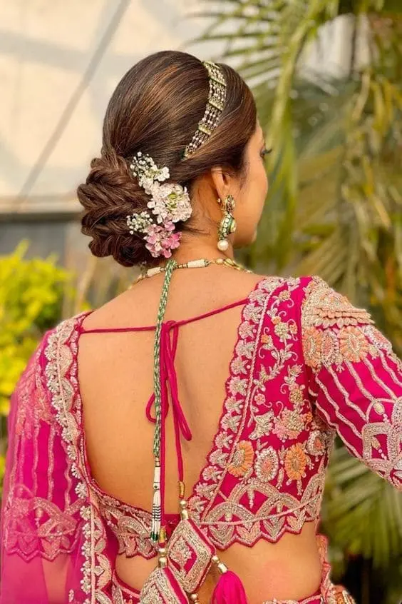 Bun Hairstyle for Lehenga