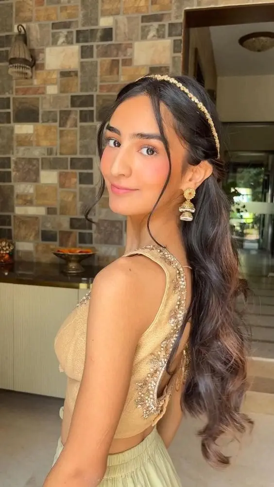 Hairstyle for Lehenga Long Hair