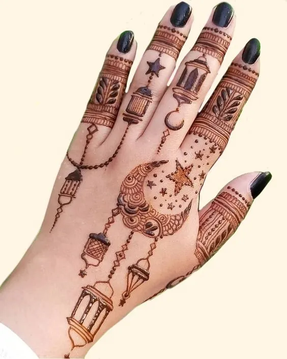 Lantern & Tassel Mehndi Design 