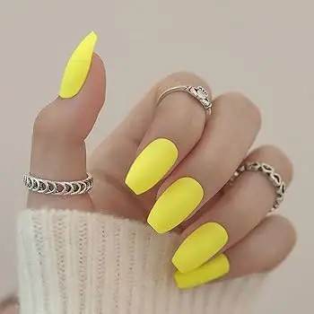 Neon bright Short Coffin Nail
