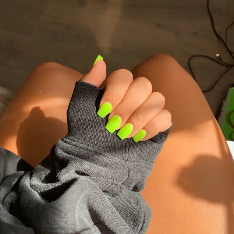 Neon bright Short Coffin Nails