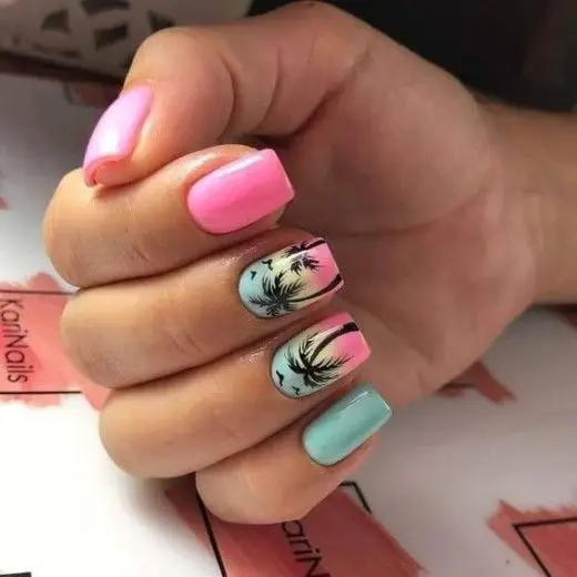 Tropical Paradise short coffin nails