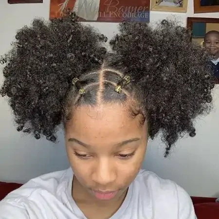 Coiled High Bun Hairstyle for Black Girl