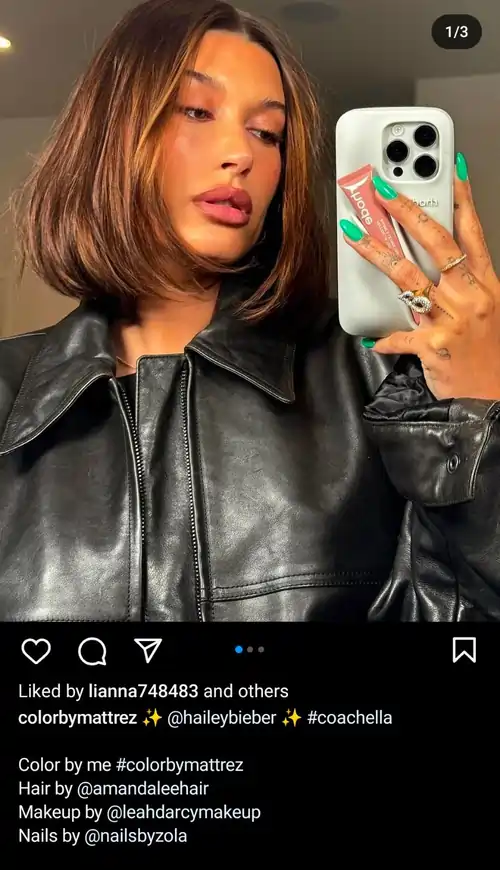 Hailey Biber Cinnamon Hair Color Look