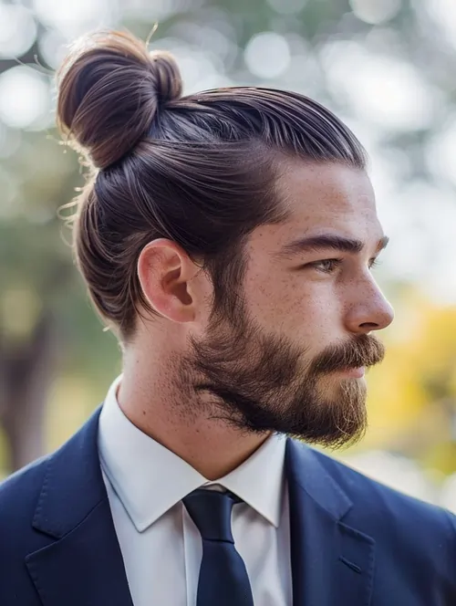 Classic Men Bun Long Hair Styles For Men