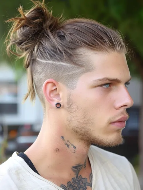 Classic Men Bun Long Hair Styles