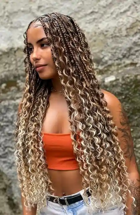 Corkscrew curl boho braid
