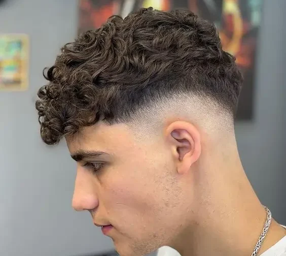 Curly Bang Mid Fade