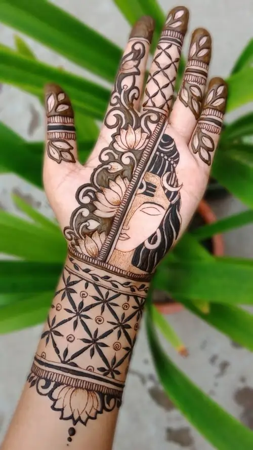 Shiva And Parvati Sawan Mehndi Design
